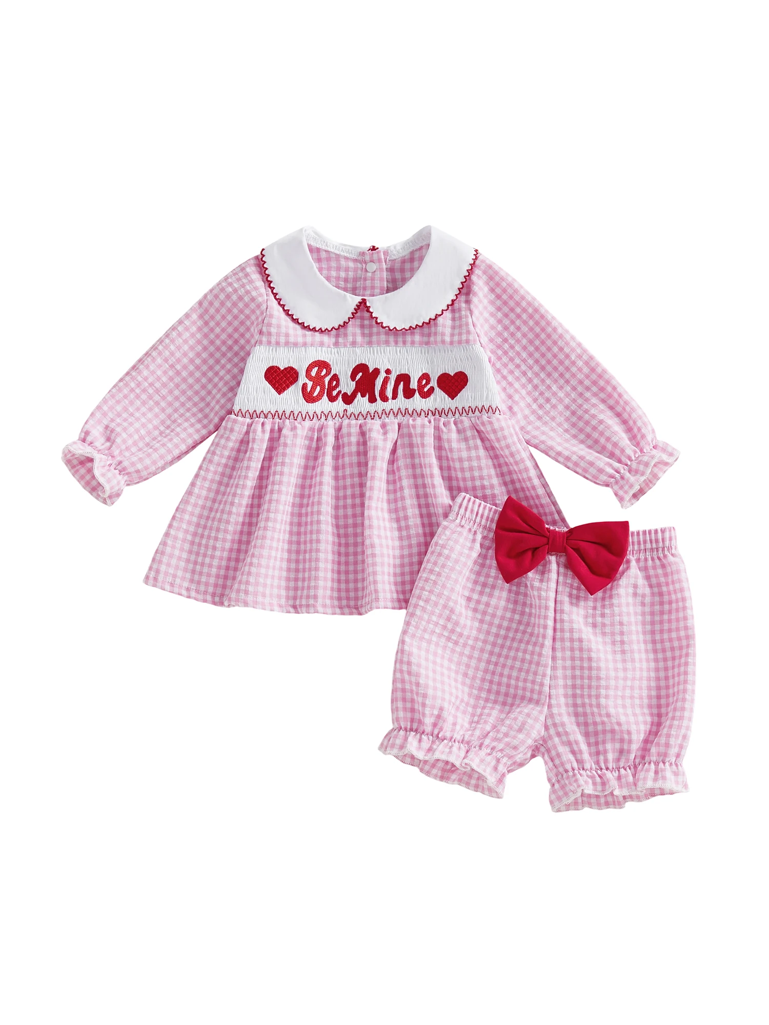 Bebé niña con conjunto de San Valentín rosa