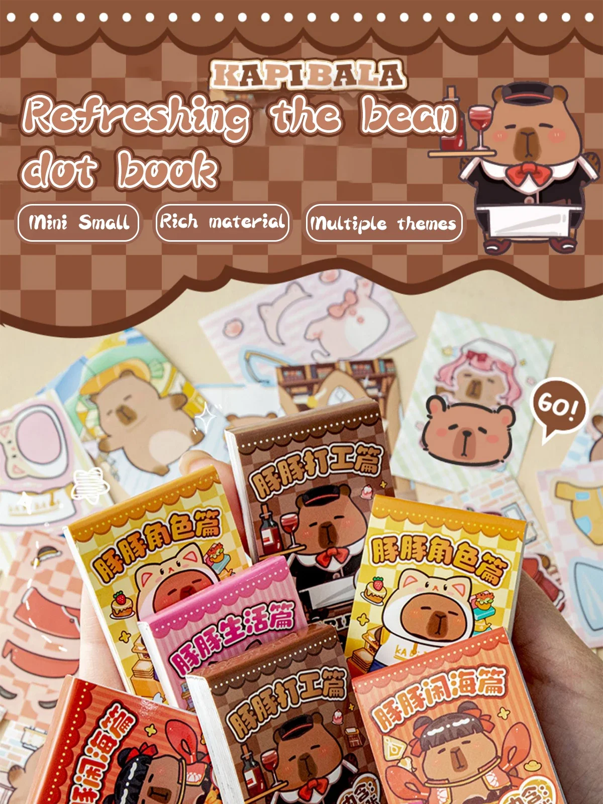 Pack de mini pegatinas Kawaii de capibara