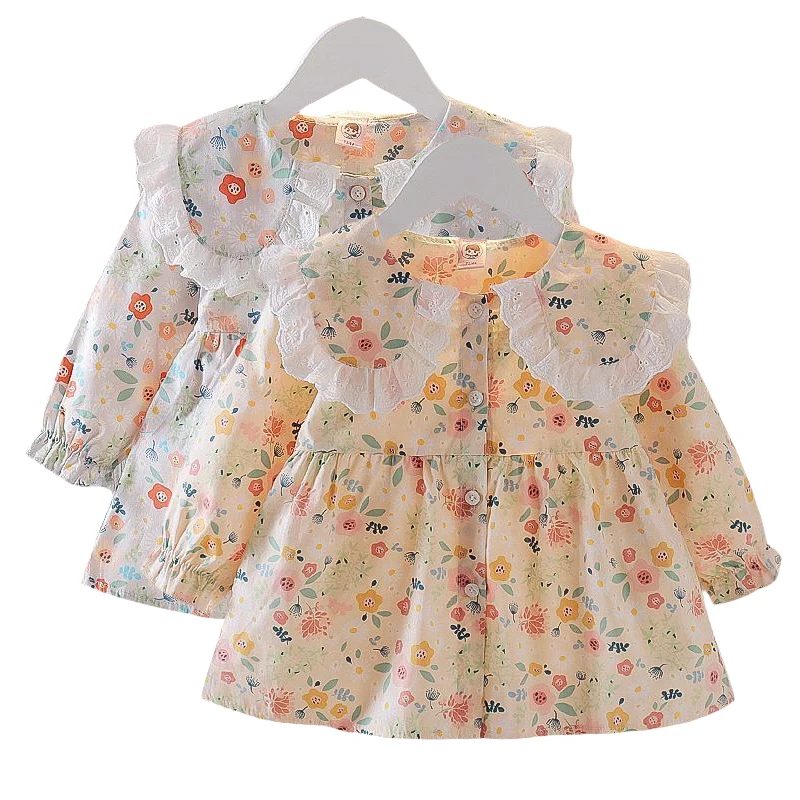 Vestidos florales de manga larga para bebé y niña – Primavera - imagen 2