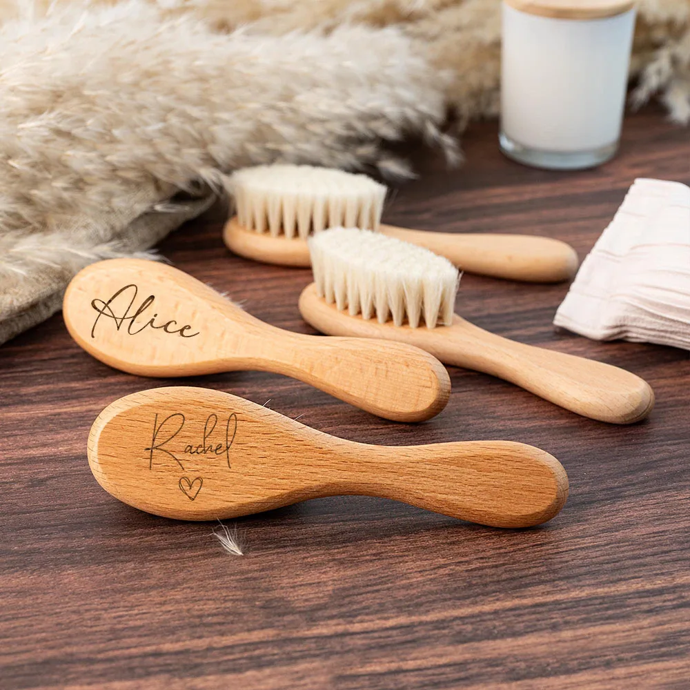 Cepillo de madera con nombre para bebé recién nacido delicado - imagen 4
