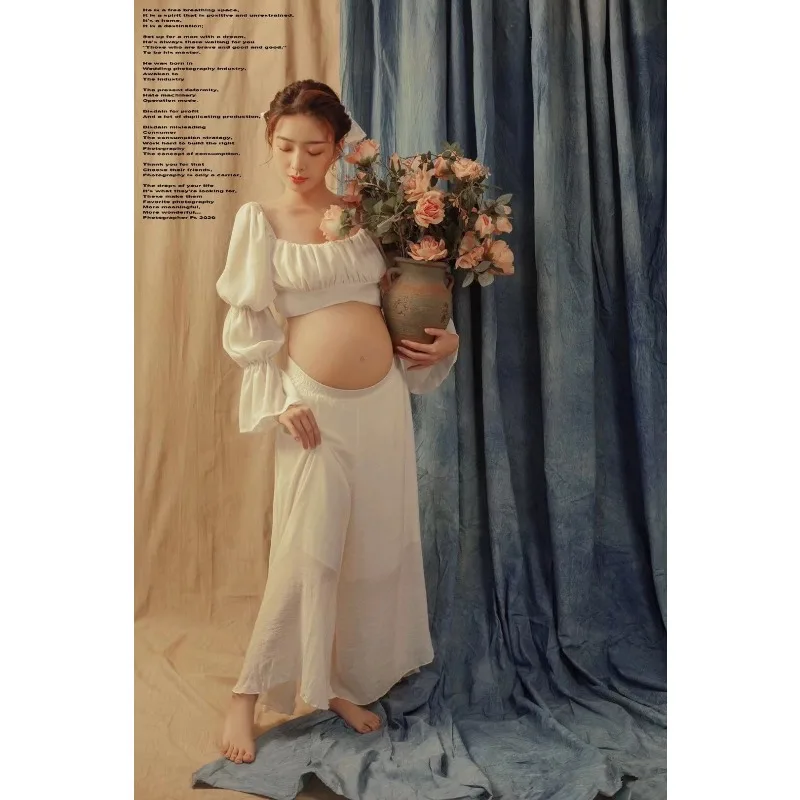 Vestido de maternidad vintage largo maxi suave para sesiones de fotos - imagen 4