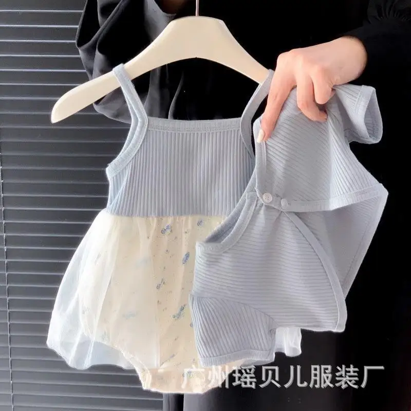 Mono con falda de malla estilo princesa para bebé niña de verano - imagen 5