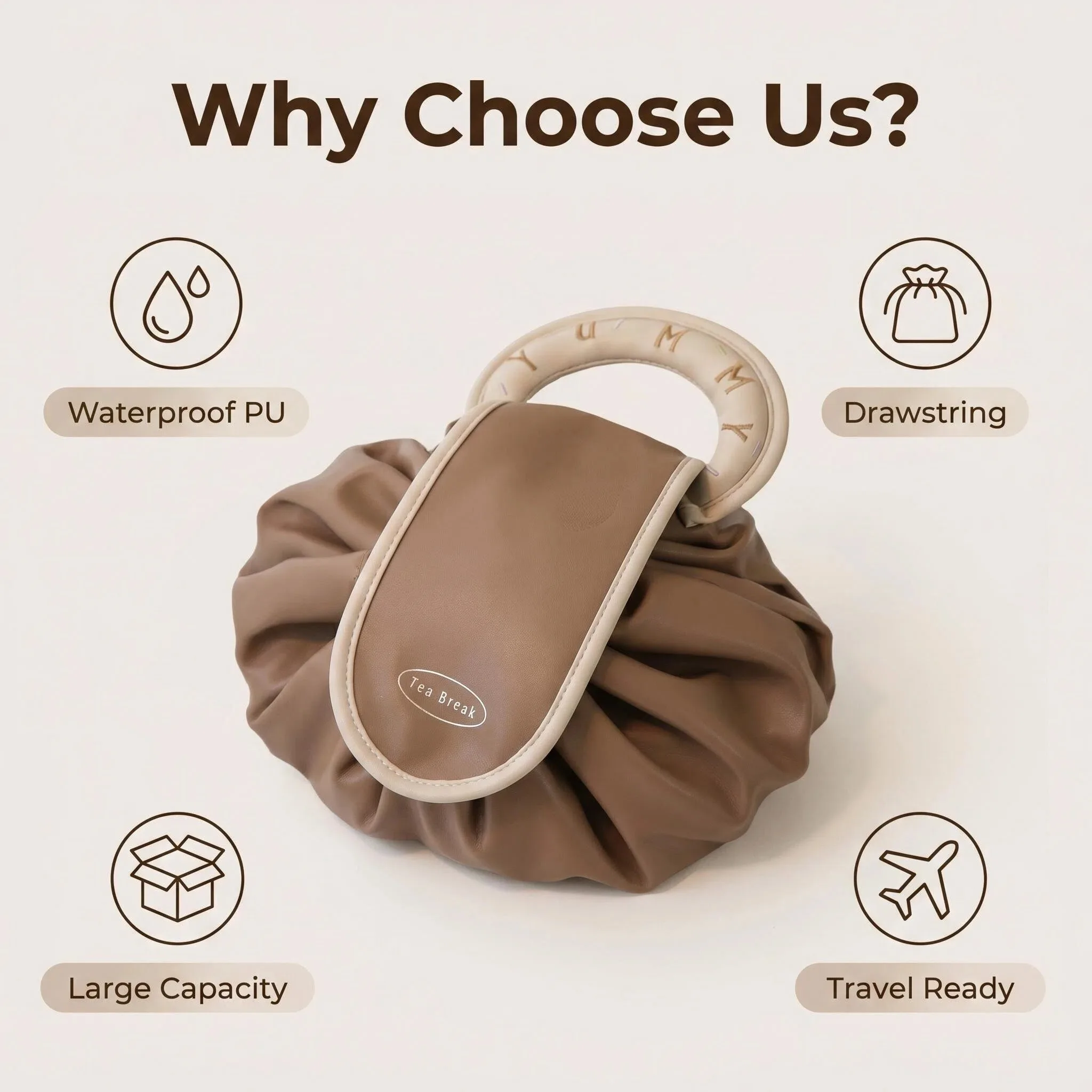 Bolsa de cosméticos con cordón y asa para viaje – Gran capacidad - imagen 5