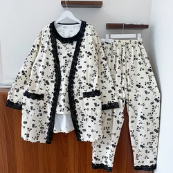 Conjunto de pijama premamá de algodón estampado para otoño