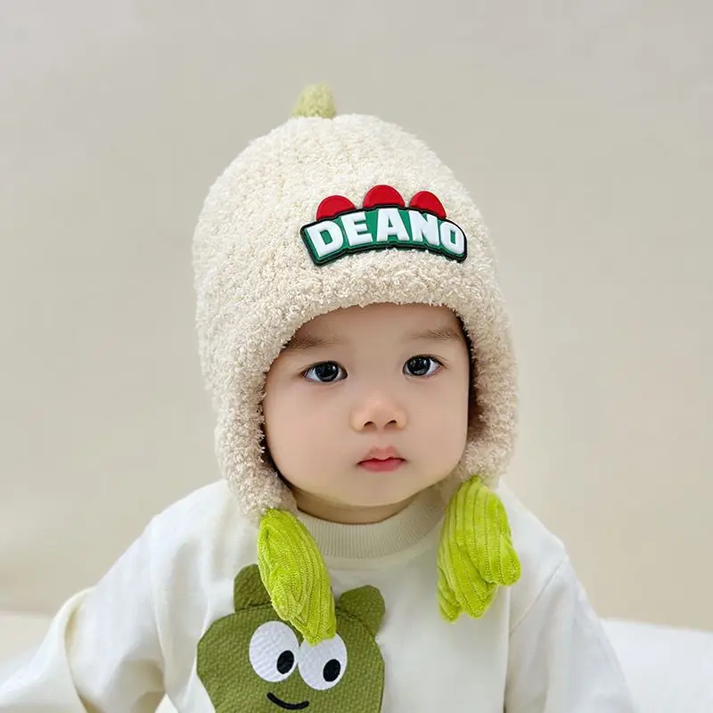 Gorro de lana con dinosaurio para bebé – Abrigado para otoño e invierno