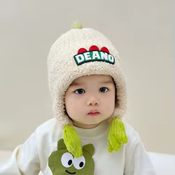 Gorro de lana con dinosaurio para bebé – Abrigado para otoño e invierno