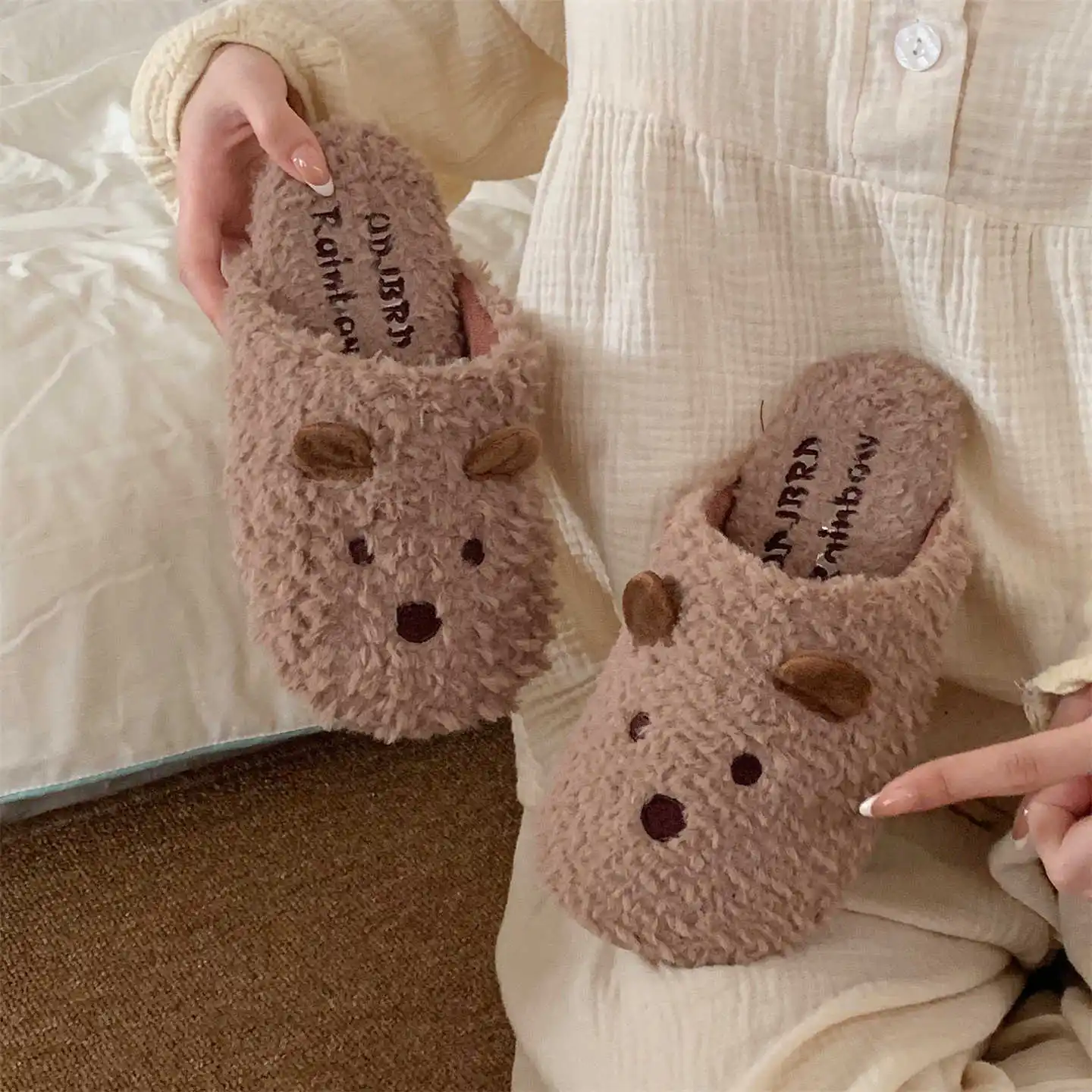 Pantuflas de felpa con orejas de perro – Cálidas para casa Invierno - imagen 2