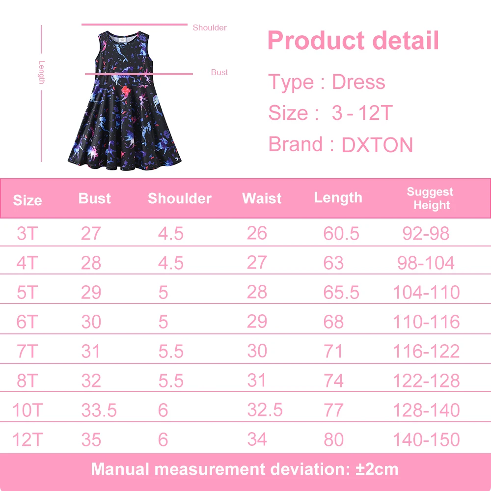 DXTON vestido de niña para verano sin mangas con estampado sirena - imagen 4