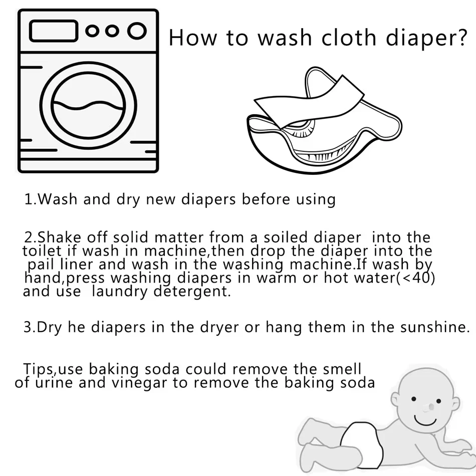 Pañal de tela con bolsillo para bebé lavable y reutilizable - imagen 2