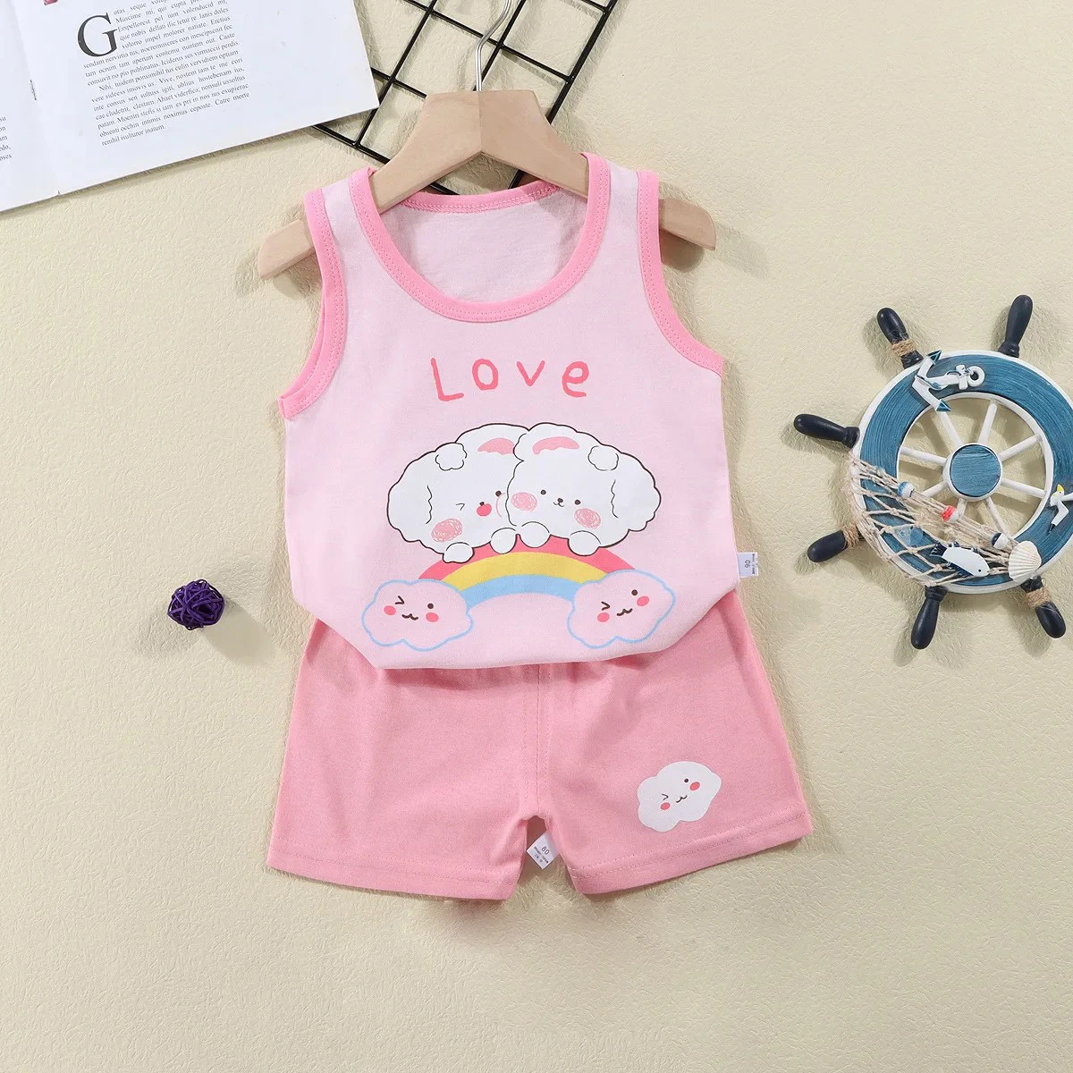 Traje de verano de algodón para niños sin mangas estampado tigre