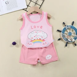 Traje de verano de algodón para niños sin mangas estampado tigre