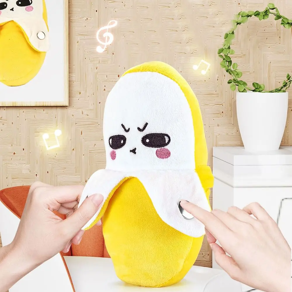 Juguete sensorial de plátano de peluche con sonido y movimiento
