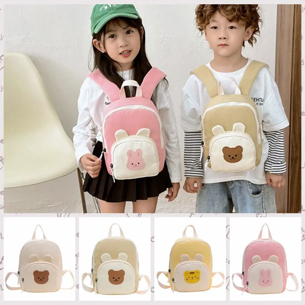 Mochila escolar de lona con dibujo de oso ajustable para niños - imagen 5