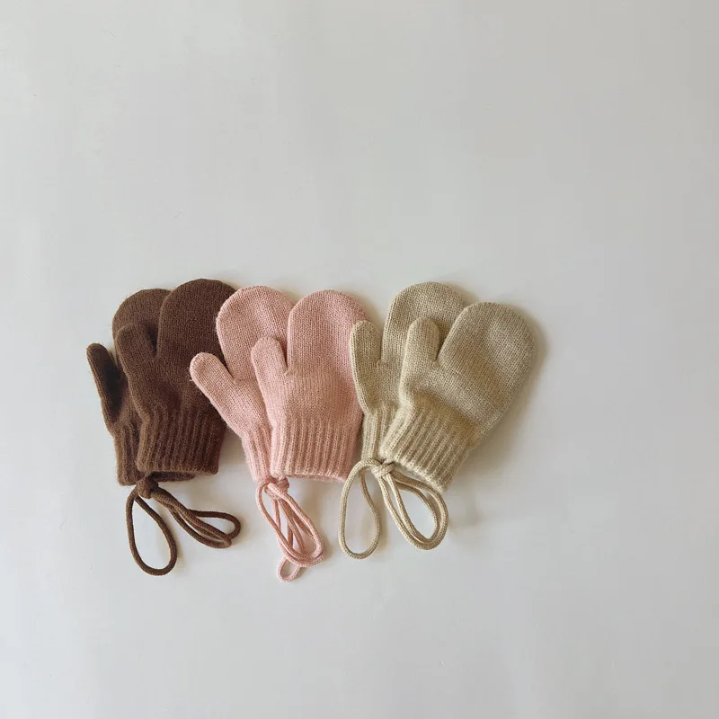 Guantes cálidos mitones casuales color caramelo