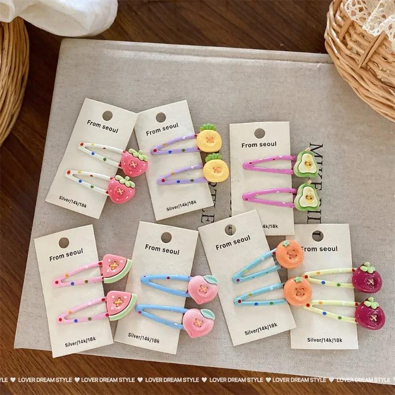 Pinzas para el cabello de bebé, lunares y frutas pastel - imagen 4