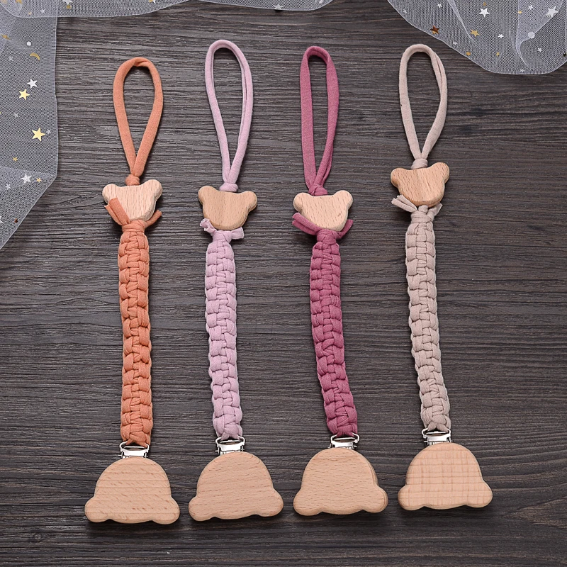 cadena portachupetes de haya y madera mordedor natural para bebé - imagen 3