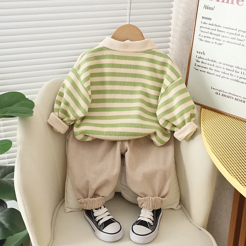 Conjunto otoño bebé niña – camiseta de rayas y pantalones cómodos - imagen 5