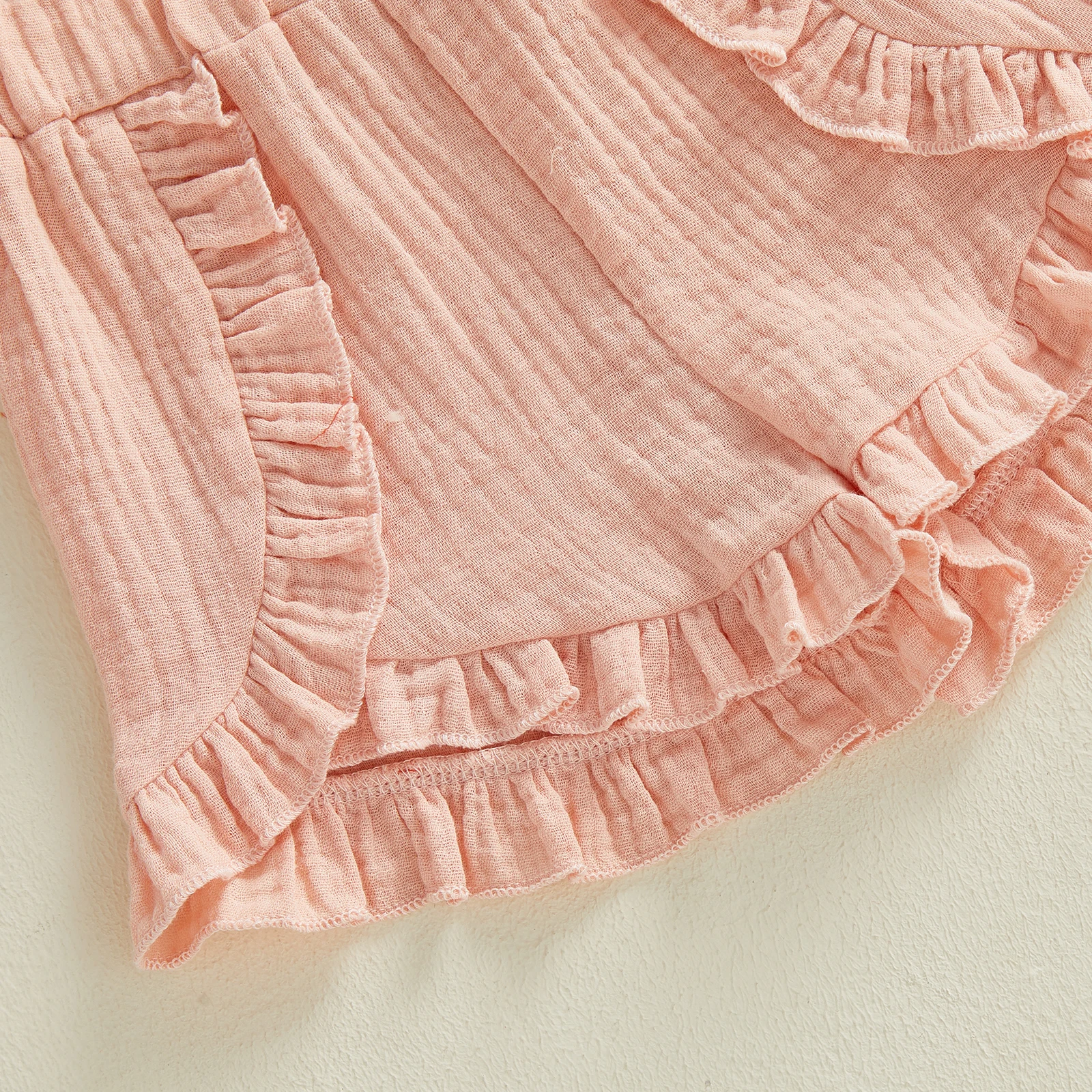 Conjunto de lino de verano plisado para niña con cuello de muñequilla - imagen 4
