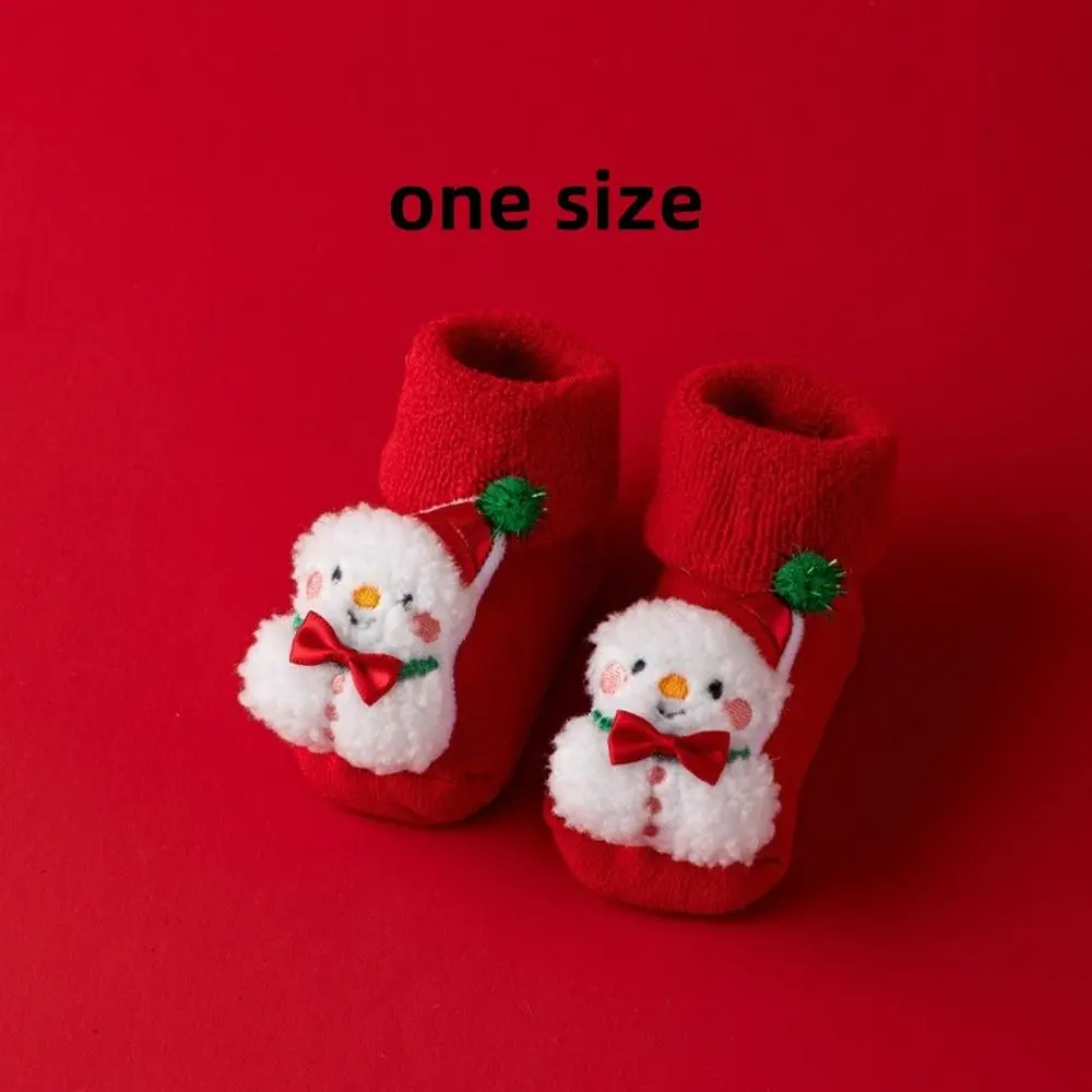 Calcetines navideños rojos para bebé con diseño de Papá Noel