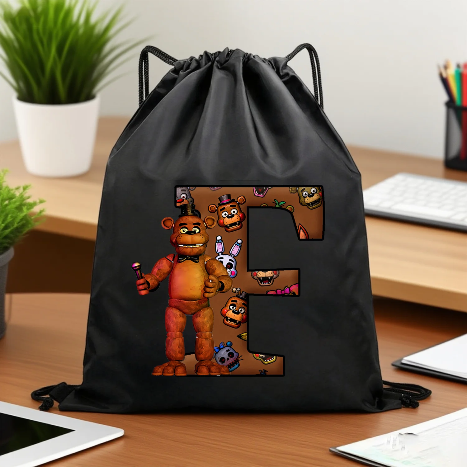Bolsa con cordón Fnafs Five Nights At Freddy's de almacenamiento negra - imagen 3