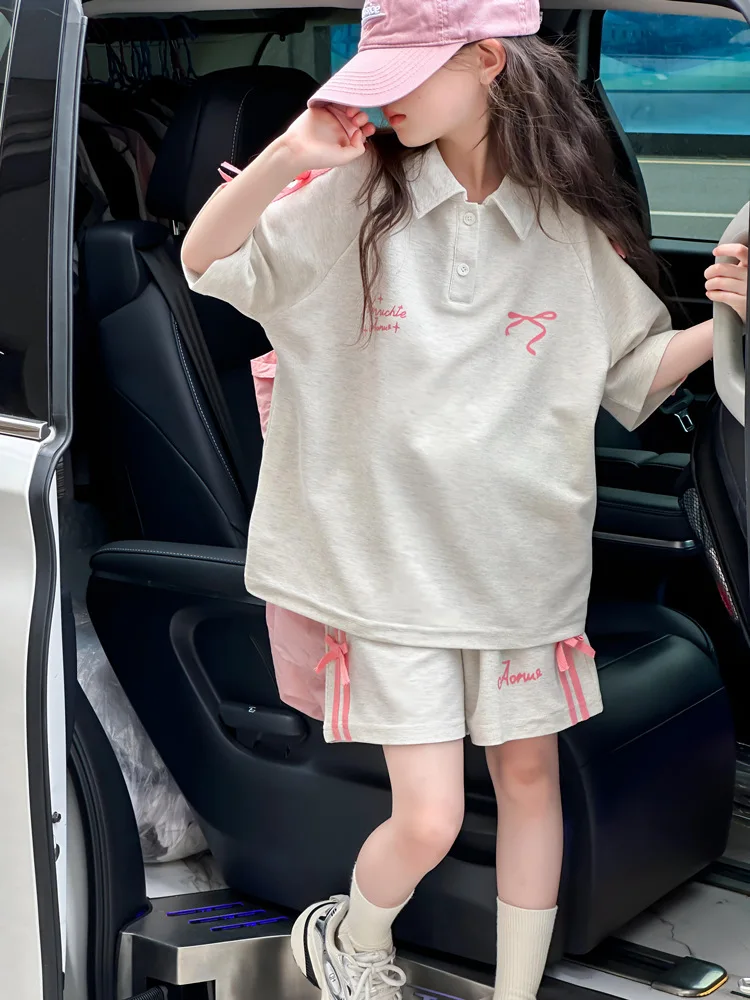 Conjunto deportivo verano niña: manga corta y pantalón corto coreano - imagen 4
