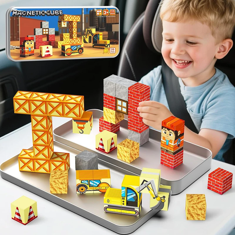 Bloques de construcción magnéticos para niños – Juego de viaje - imagen 5