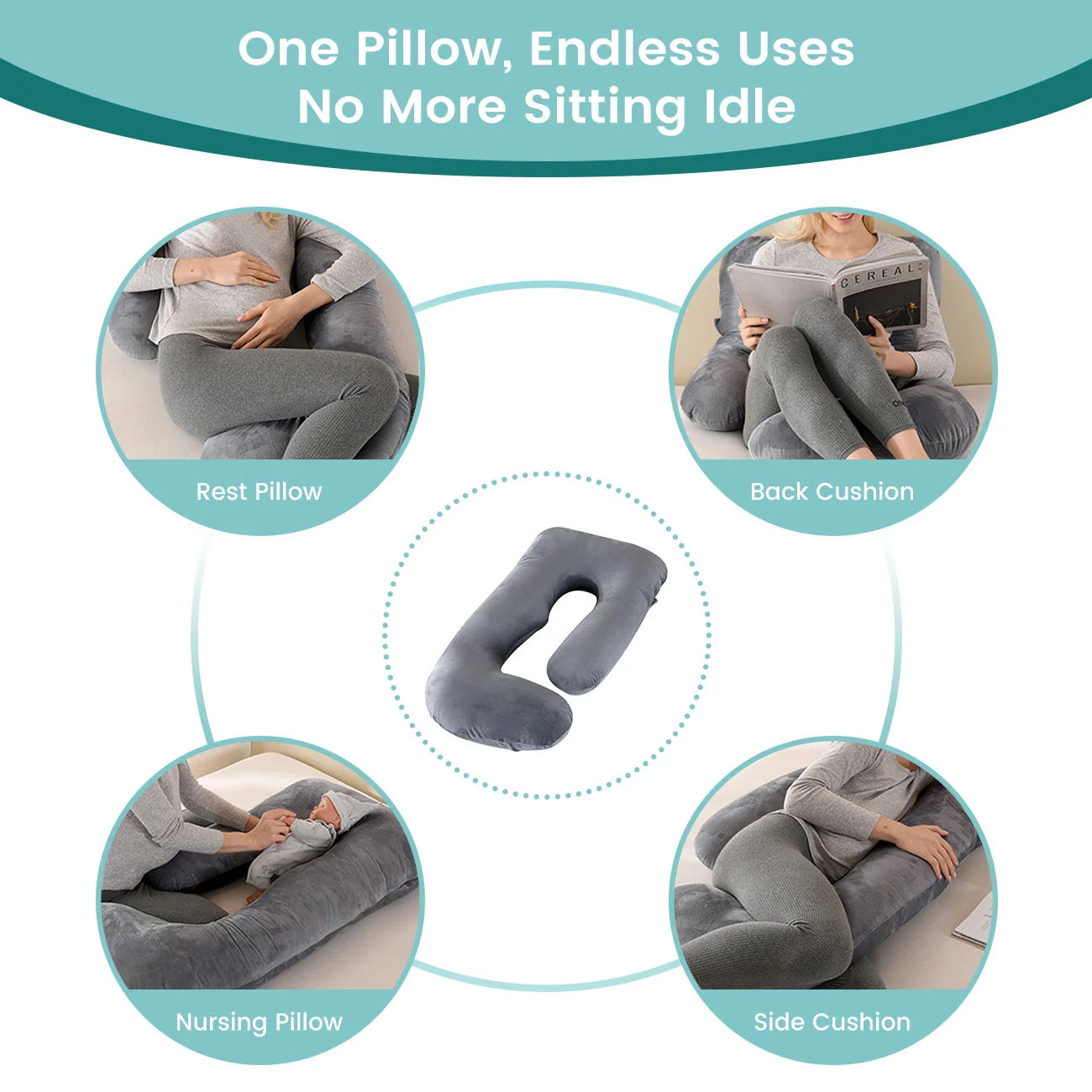 Almohada de embarazo G-Shape para descanso lateral y lactancia - imagen 2