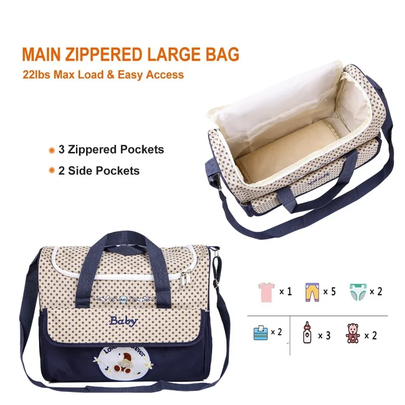 Bolsa de pañales impermeable con cambiador y para biberones - imagen 5