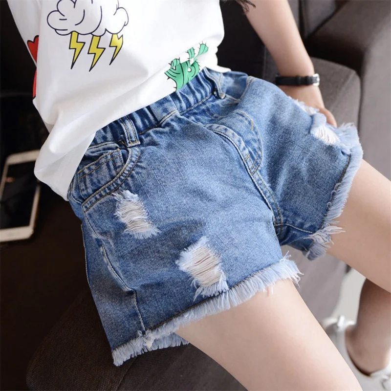 Pantalones cortos vaqueros infantiles con cintura elástica para verano - imagen 4