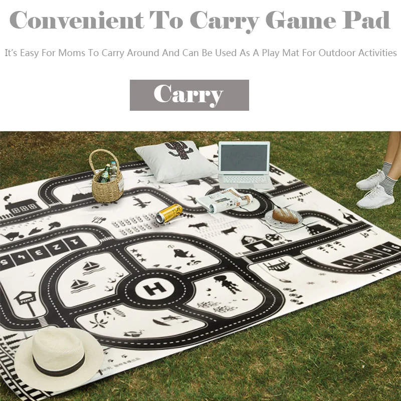 Alfombra de juego urbano con carreteras y señales de tráfico