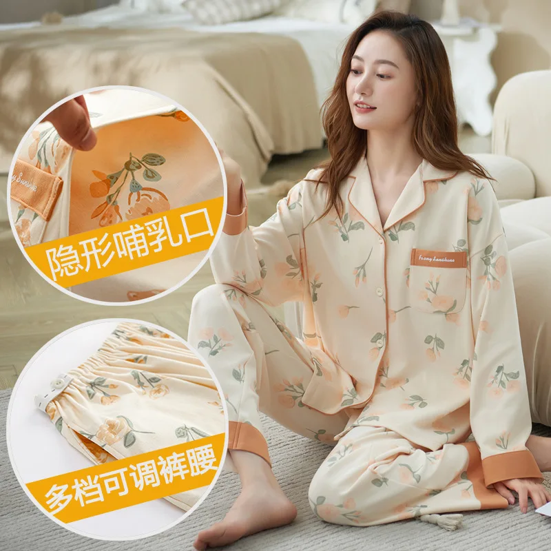 Pijama lactancia algodón maternidad manga larga primavera y otoño - imagen 2