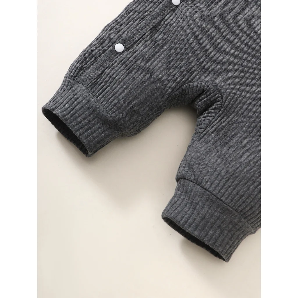 Pijama de bebé con capucha pingüino - mono blanco, mangas largas, gris - imagen 3