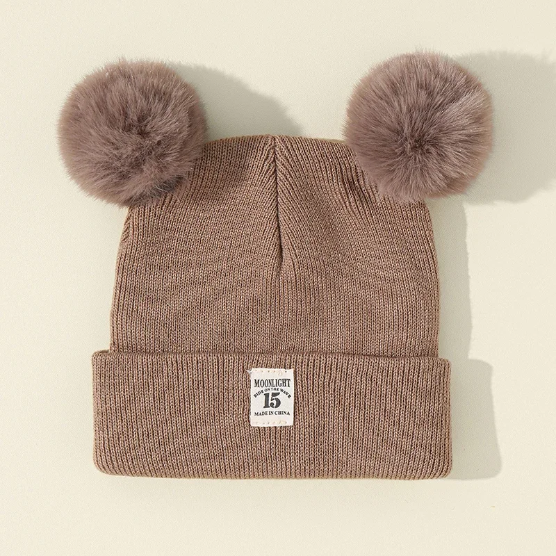 Gorros de punto para bebé con pompón - Color sólido, Otoño e Invierno - imagen 4