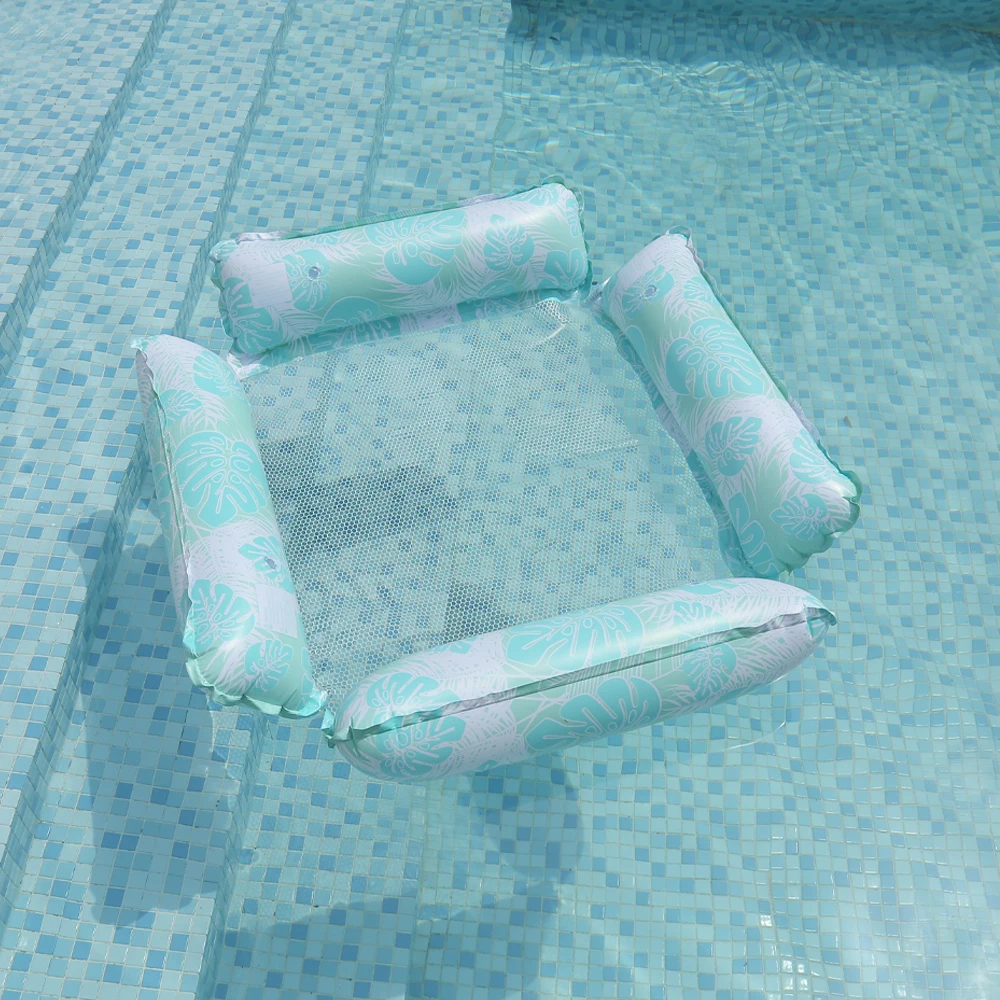Hamaca flotante inflable de rayas diagonales, plegable