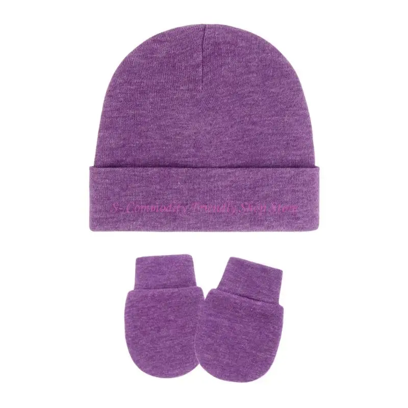 Conjunto gorro y manoplas de algodón suave para recién nacido