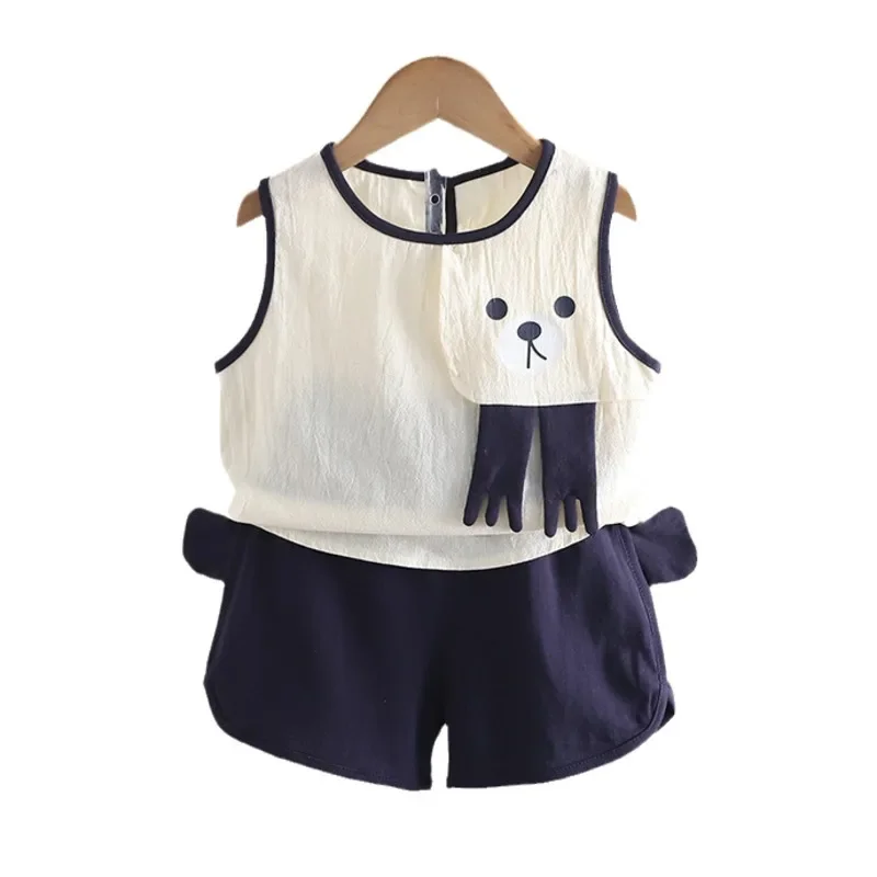 Conjunto de verano bebé niña chaleco y pantalón corto - imagen 3
