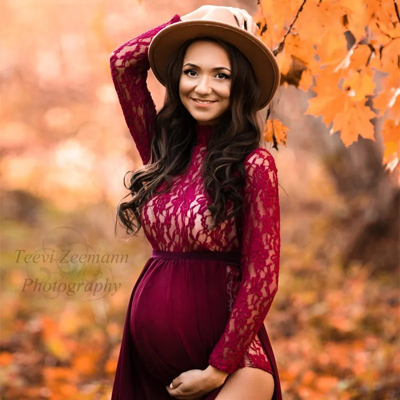 Body de encaje elástico para embarazadas – Vestido fotos premamá - imagen 3