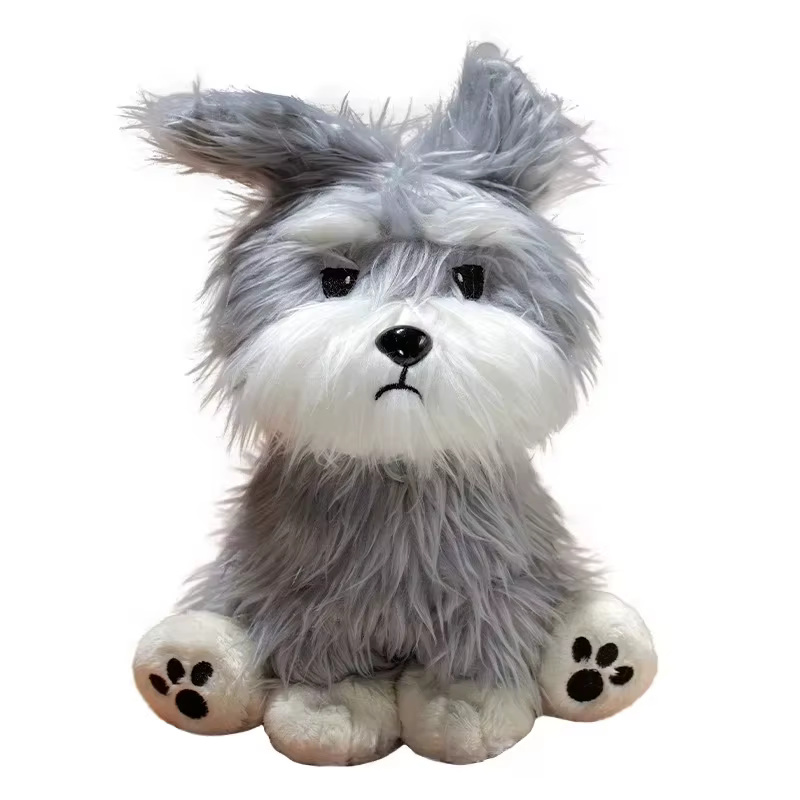 Peluche schnauzer dibujo animado, juguete suave para niños