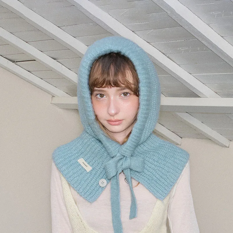 Gorro de punto grueso con cuello para niña – Talla cómoda - imagen 4