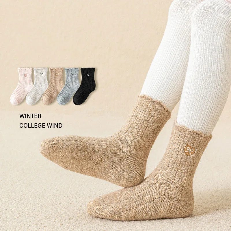 Calcetines de punto con lazo para niña – Cálidos invierno - imagen 4