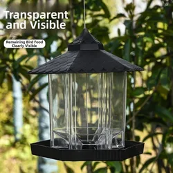 Comedero para pájaros colgante tipo torre de plástico transparente