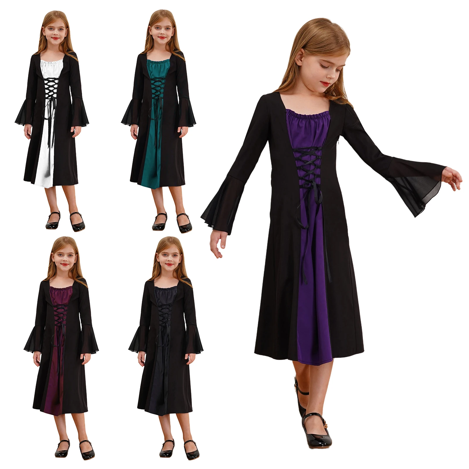 Vestido de princesa medieval vintage de manga larga con cordones - imagen 5