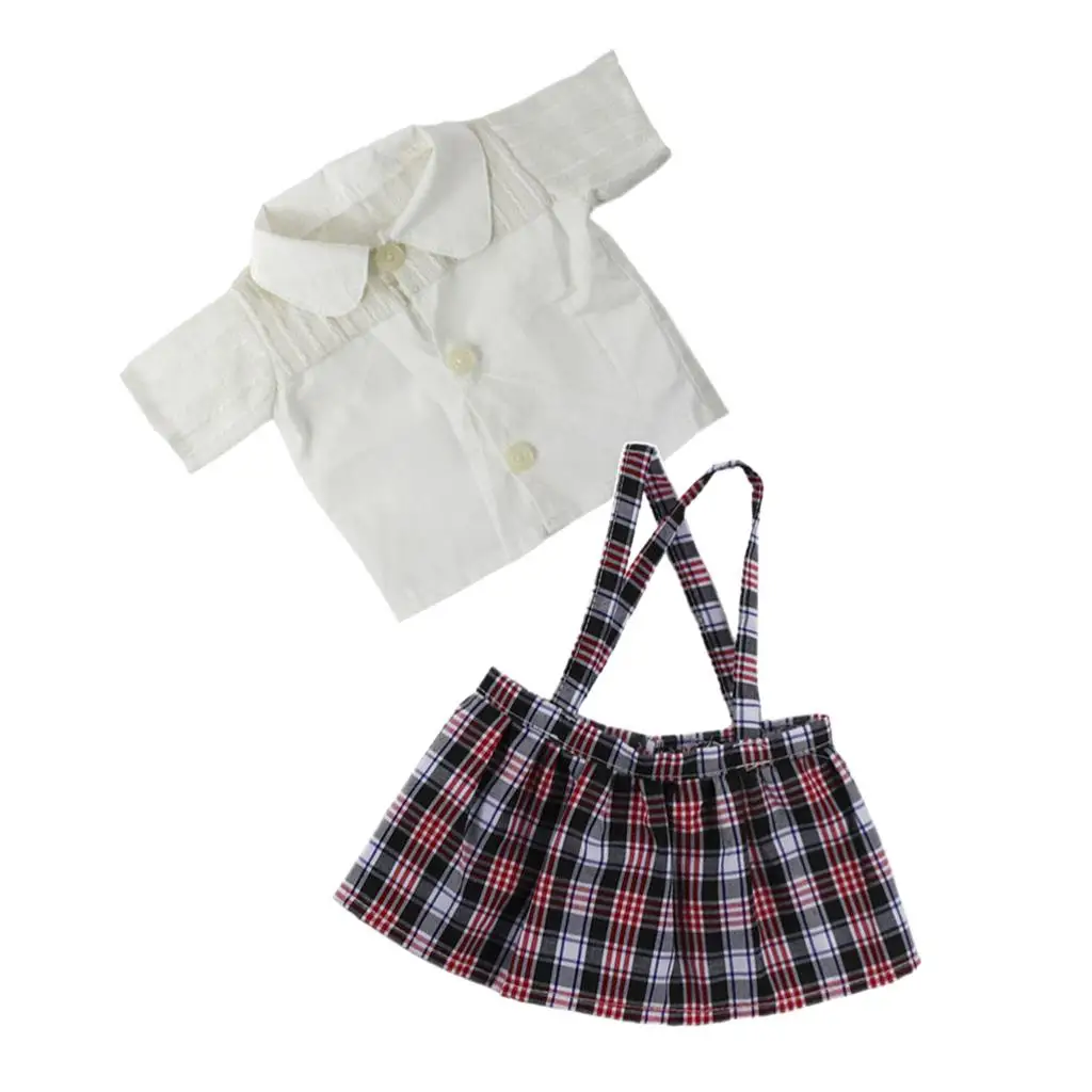 Ropa para muñecas: conjunto falda con tirantes y camisa blanca - imagen 3