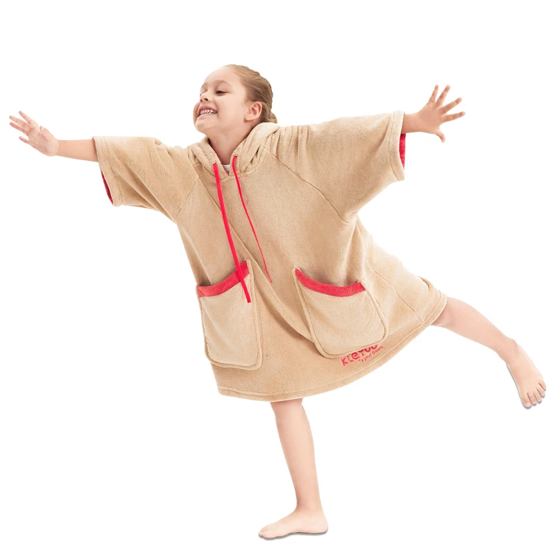 Poncho toalla con capucha absorbente para niños y niñas de playa - imagen 4