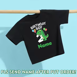 Camiseta cumpleaños personalizada dinosaurio para niños 2-8 años