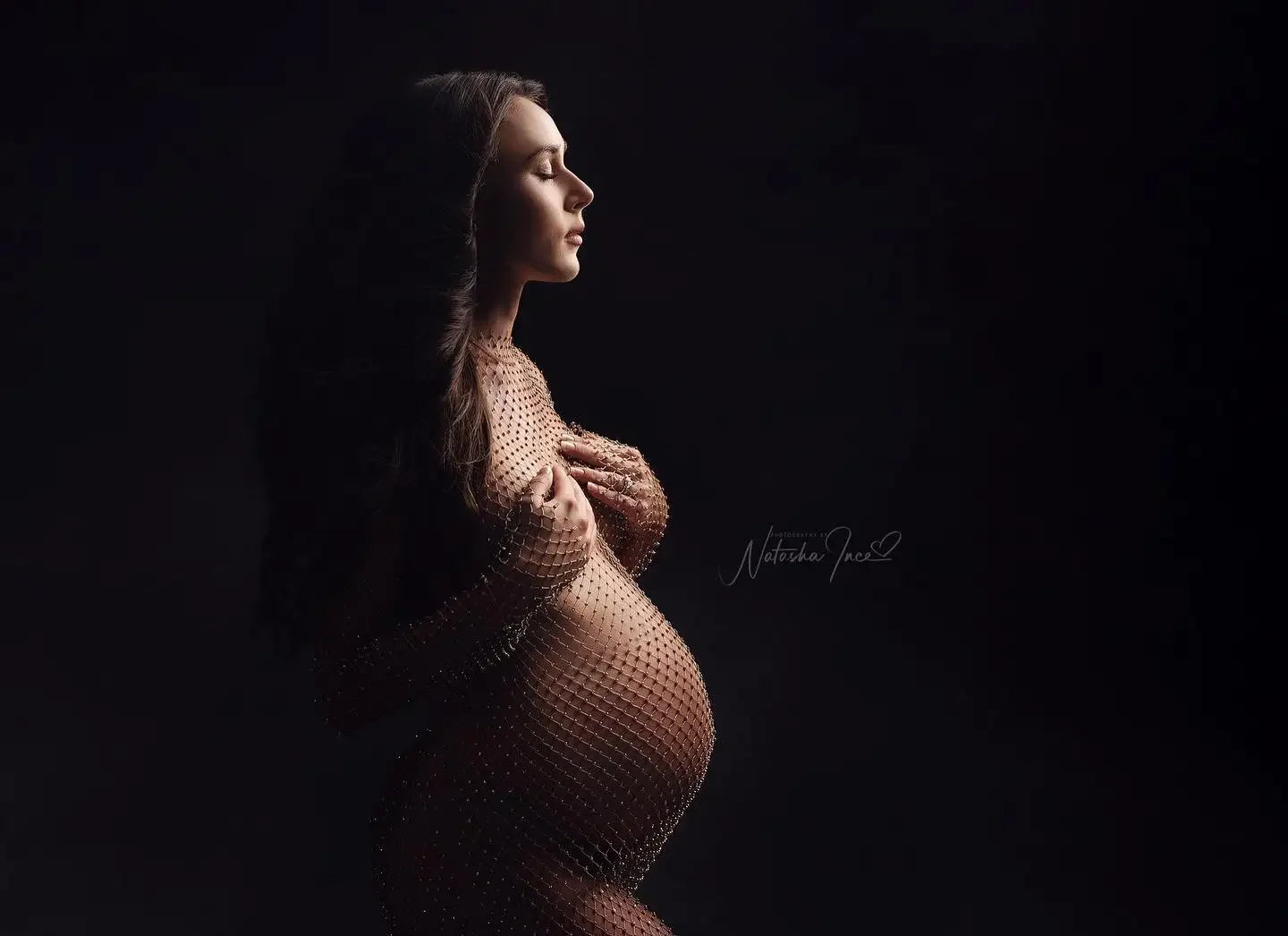 Vestido de embarazo para sesión fotográfica: manga larga blanca - imagen 5