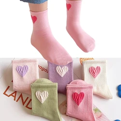 Calcetines altos de media pantorrilla para niñas con corazón