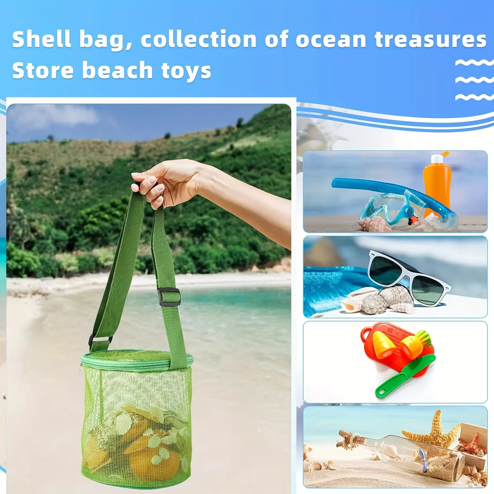 Bolsa de playa para niños en malla colorida con cremallera - imagen 5