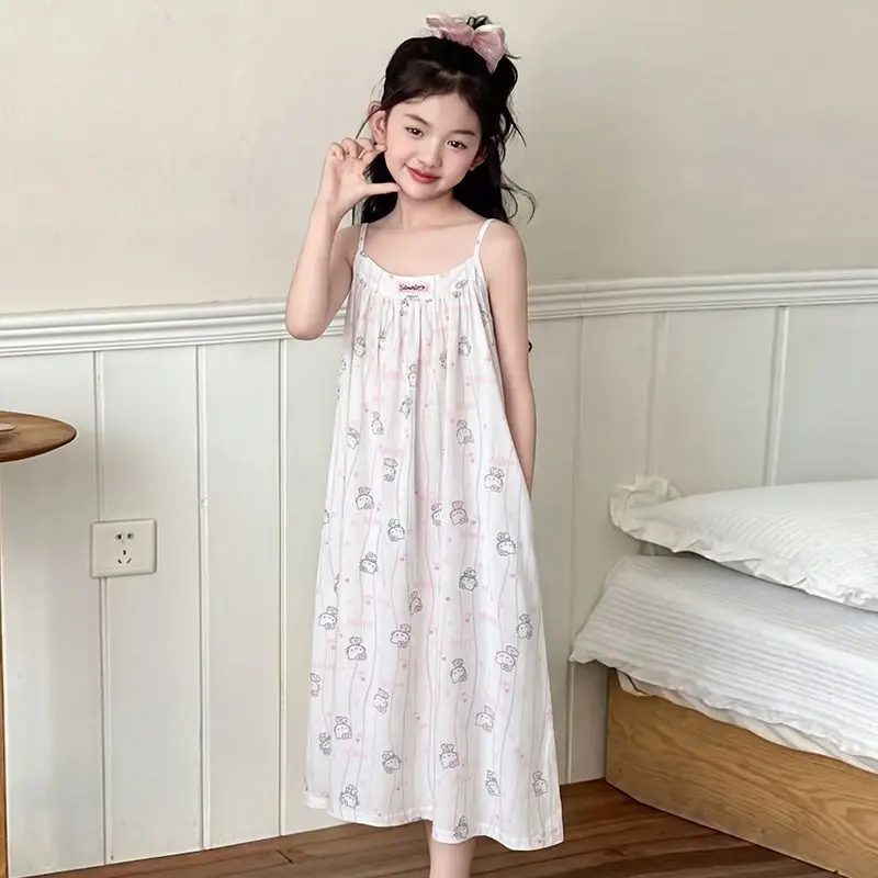 Pijama de niña verano estilo sencillo y tierno en color liso fino - imagen 5