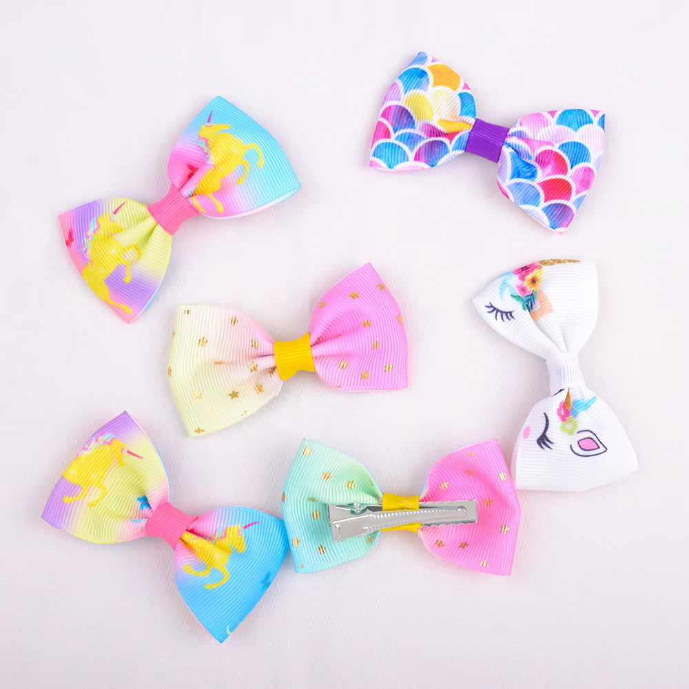 Lazos para el cabello de cinta grosgrain estampada accesorios niñas - imagen 2